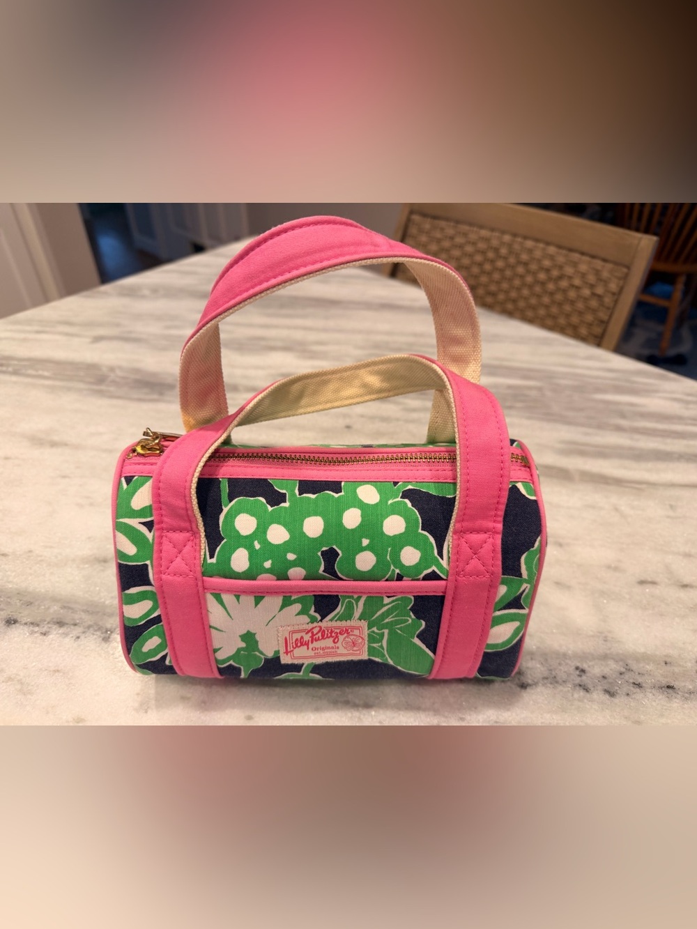 Vintage Lilly Pulitzer Pink & Green Floral Handbag